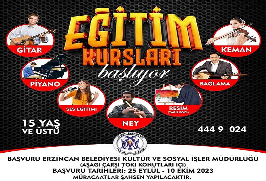 Erzincan Belediyesi Ücretsiz Eğitim Kursları Kayıtları