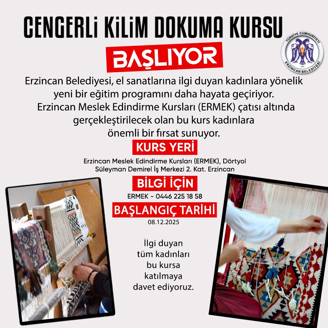 Cengerli Kilim Dokuma Kursu Başlıyor