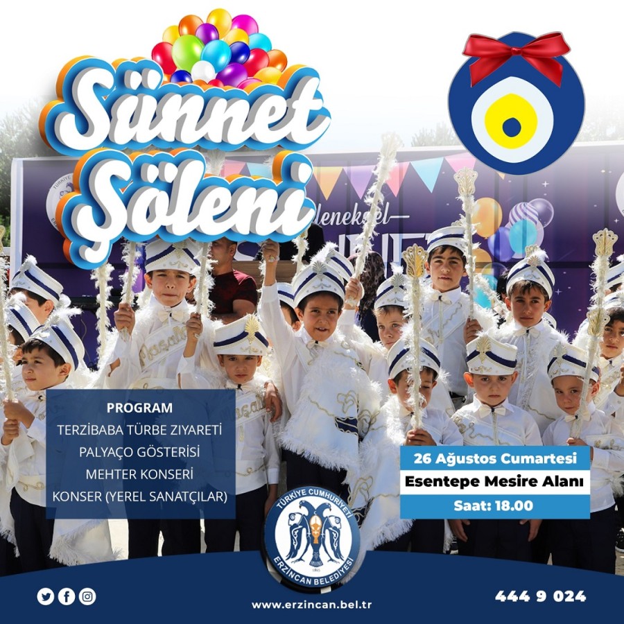 Erzincan Belediyesi Geleneksel Toplu Sünnet Şöleni 26 Ağustos Cumartesi günü yapılacak