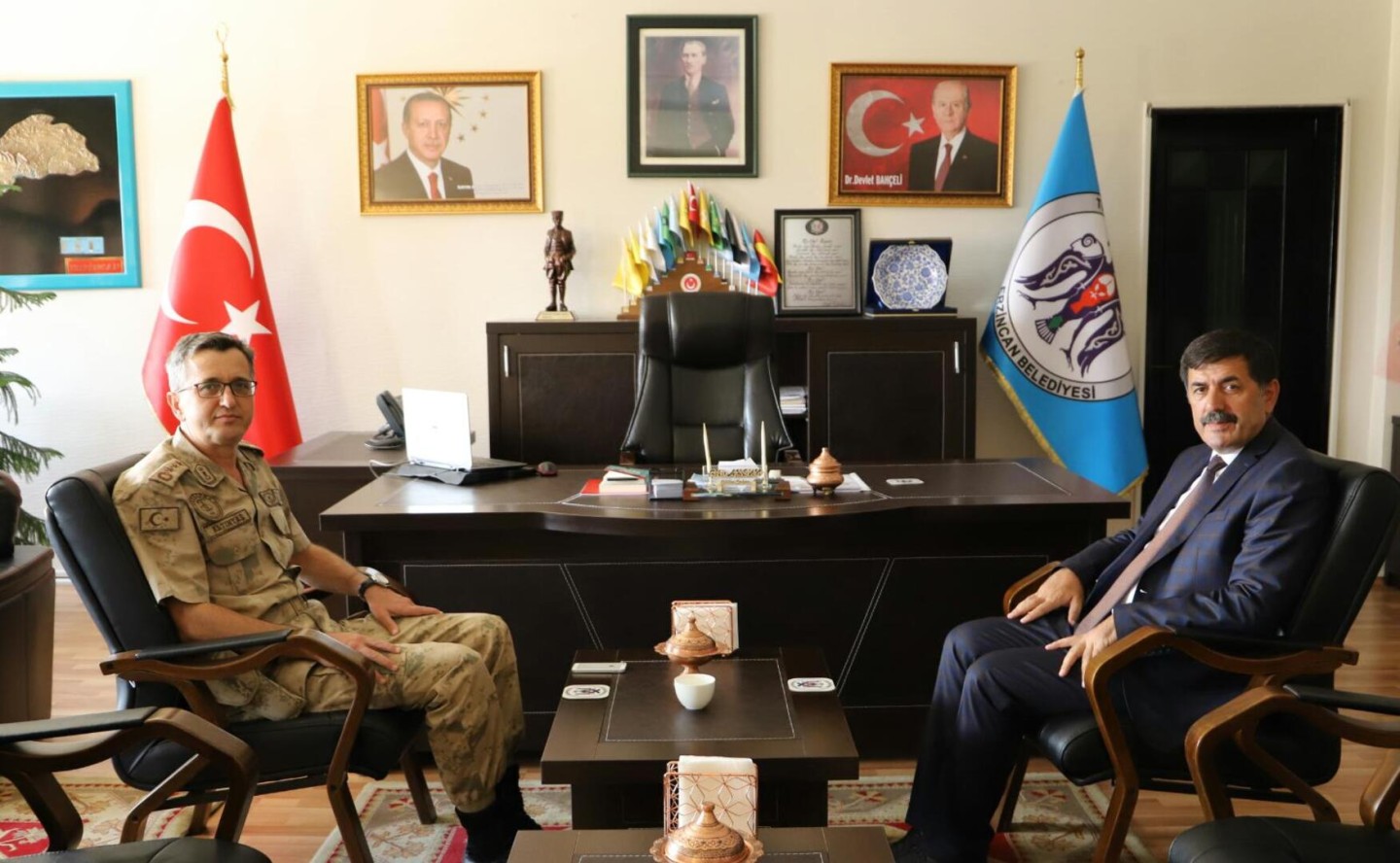 Erzincan İl Jandarma Komutanı Albay Halil Altıntaş Başkan Aksun'u Ziyaret Etti