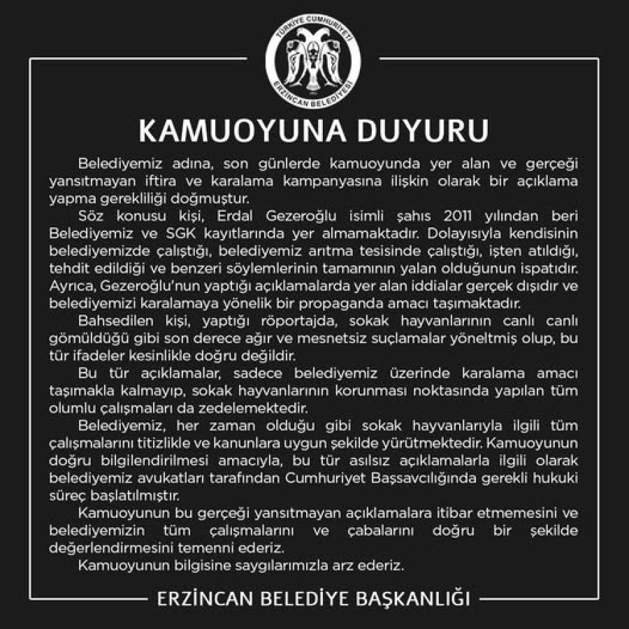 KAMUOYU DUYURUSU