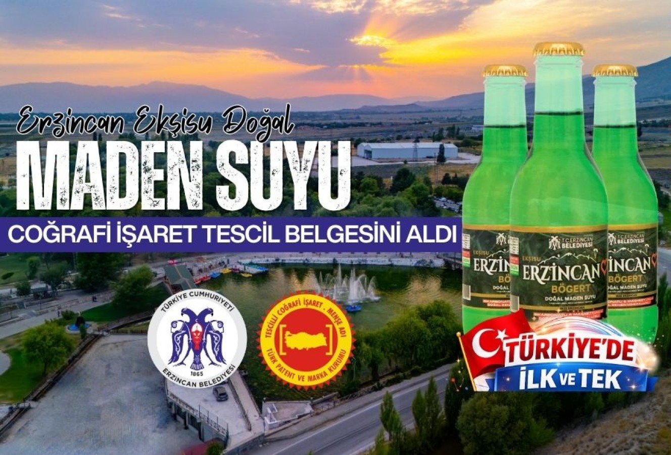 Türkiye’de ilk ve tek olma özelliğini taşıyan Erzincan Ekşisu Doğal Maden Suyu, Coğrafi İşaret Tescil Belgesi’ni aldı.